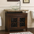 36 Inch Artturi Bathroom Vanity, Traditional Classic Style, Vessel Sink Design, Natural Stone Top with Clear Glass Bowl, Single Sink, 2 Cabinet Doors