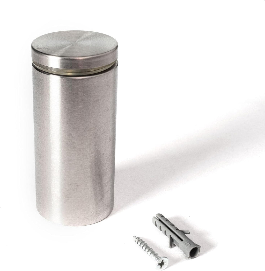 Stainless Steel Standoff 1-1/2 Inch Diameter x 3 Inch Barrel Length Brushed Finish for PVC, Glass and Acrylic Sign Stand Off Wall Anchors and Screws 48 Piece Small Commercial Pack