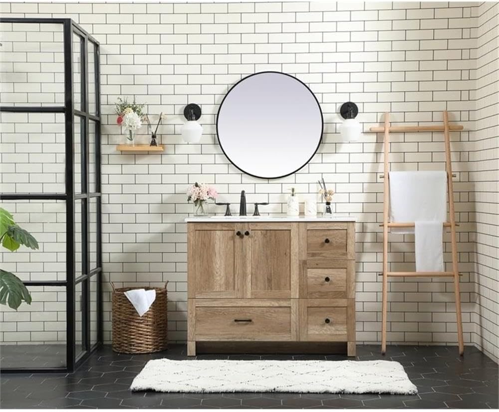 Elegant Decor Soma 42' Aluminum MDF Single Bathroom Vanity in Natural Oak