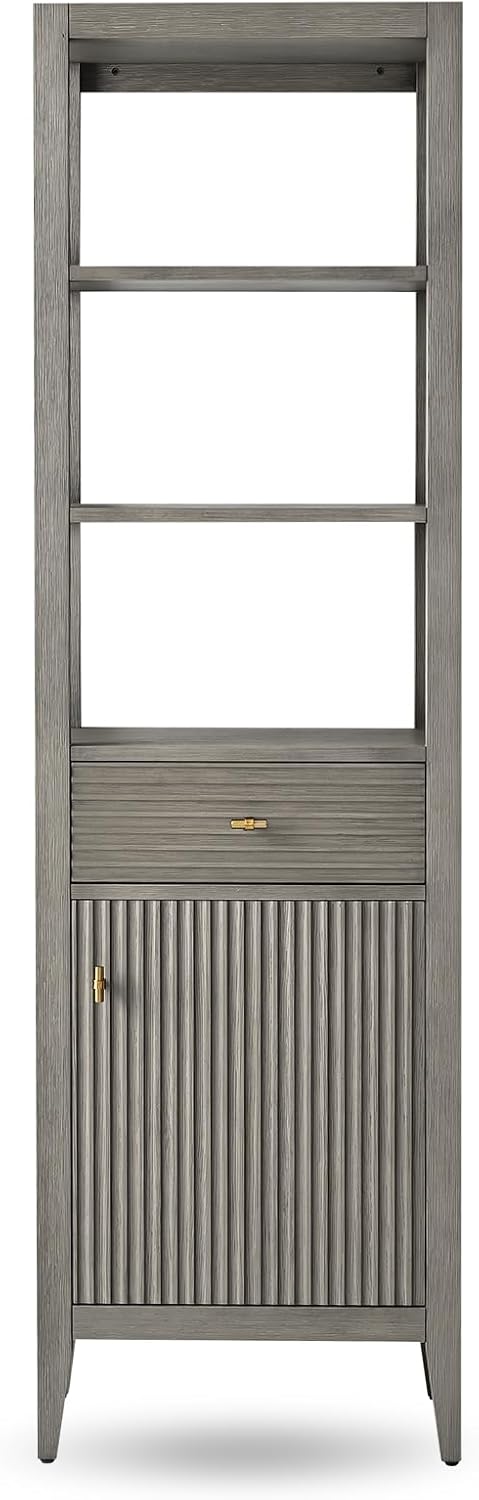 Vanity Art Vanity with Storage Cabinet & Shelves, Free-Standing Vanity with Soft-Closing Doors, Driftwood Gray, Golden Brushed Handware VA91-LC-DG-GB