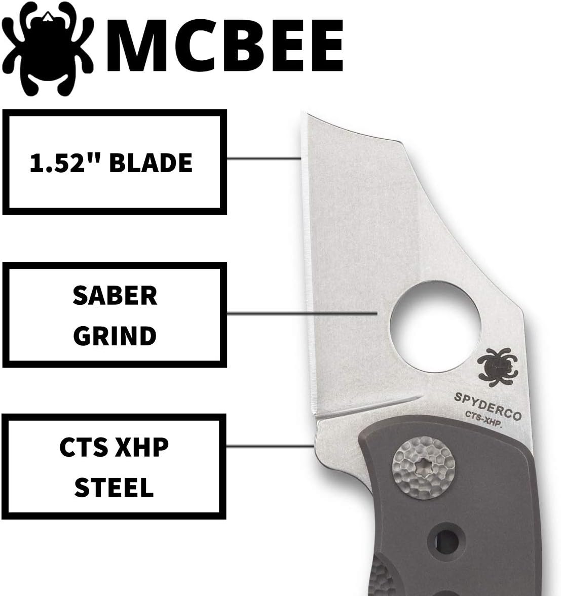 Spyderco McBee Specialty Folding Utility Pocket Knife with 1.52' CTS XHP Stainless Steel Blade and Premium Titanium Handle - PlainEdge - C236TIP