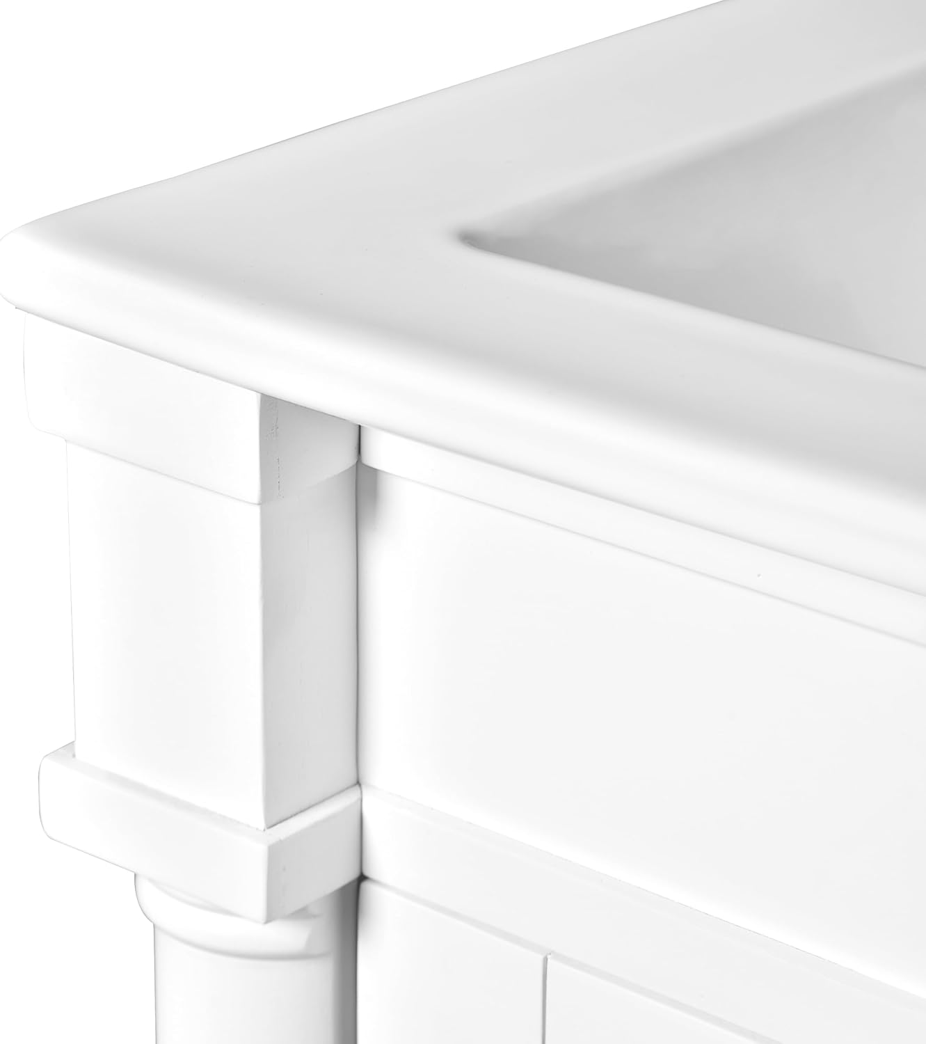 VilroCaz Modern 18'' Bathroom Vanity with Top Sink, Freestanding Bathroom Storage Cabinet with Door and Adjustable Shelf, Single Sink Cabinet with Nordic Style Legs (White-Retro)