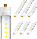 ELEKICO 8FT LED Bulbs, Super Bright 72W 9000lm 5000K, T8 T10 T12 LED Tube Lights, FA8 Single Pin T8 LED Lights, Clear Cover, 8 Foot LED Bulbs to Replace Fluorescent Light Bulbs (Pack of 6)