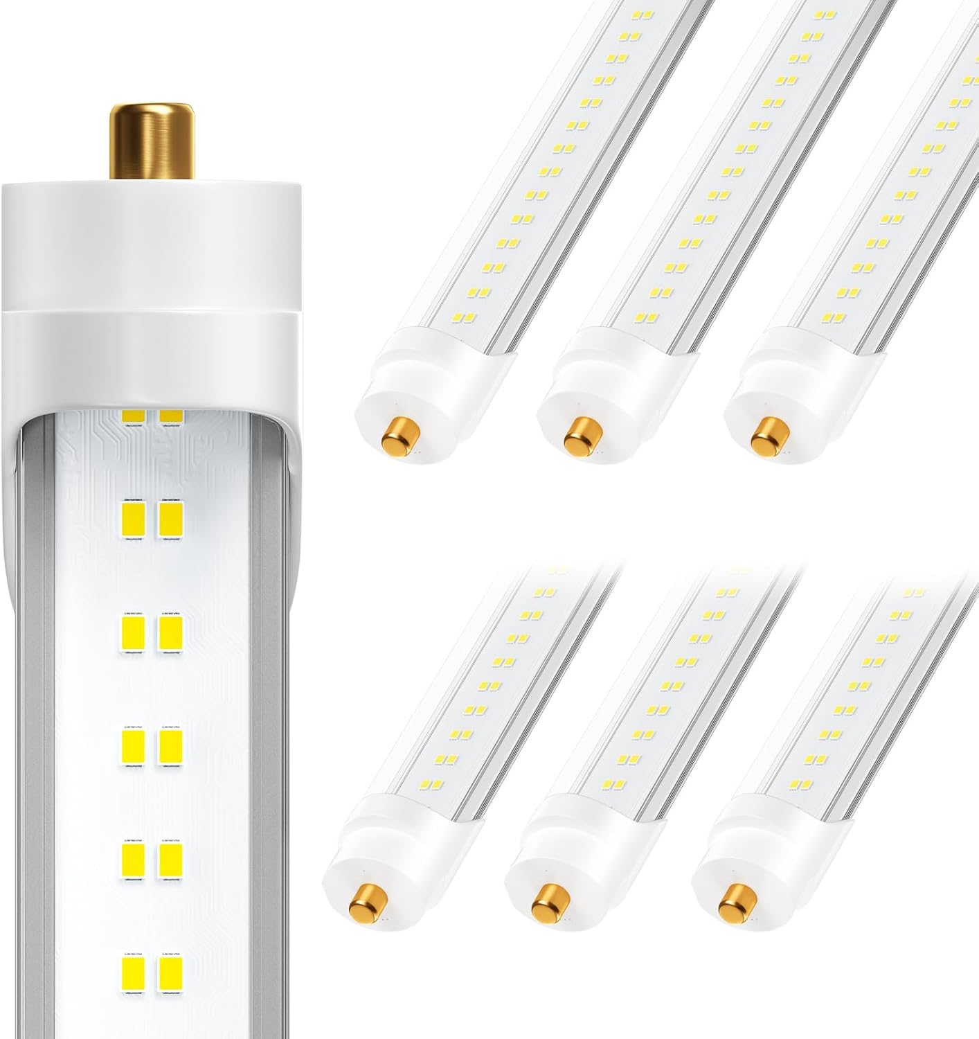 ELEKICO 8FT LED Bulbs, Super Bright 72W 9000lm 5000K, T8 T10 T12 LED Tube Lights, FA8 Single Pin T8 LED Lights, Clear Cover, 8 Foot LED Bulbs to Replace Fluorescent Light Bulbs (Pack of 6)