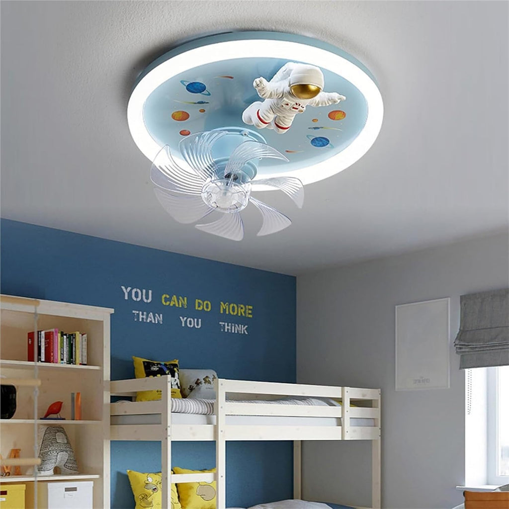 PAYAER 72W Astronaut Ceiling Fan with Light, Modern Flush Mount LED Chandelier, Low Profile Invisible Fan Light for Kids Room, Boys & Girls Bedroom Decor