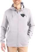 Cutter & Buck Men's Gray Jacksonville Jaguars Roam Epic Comfort Recycled Full-Zip Hoodie Jacket
