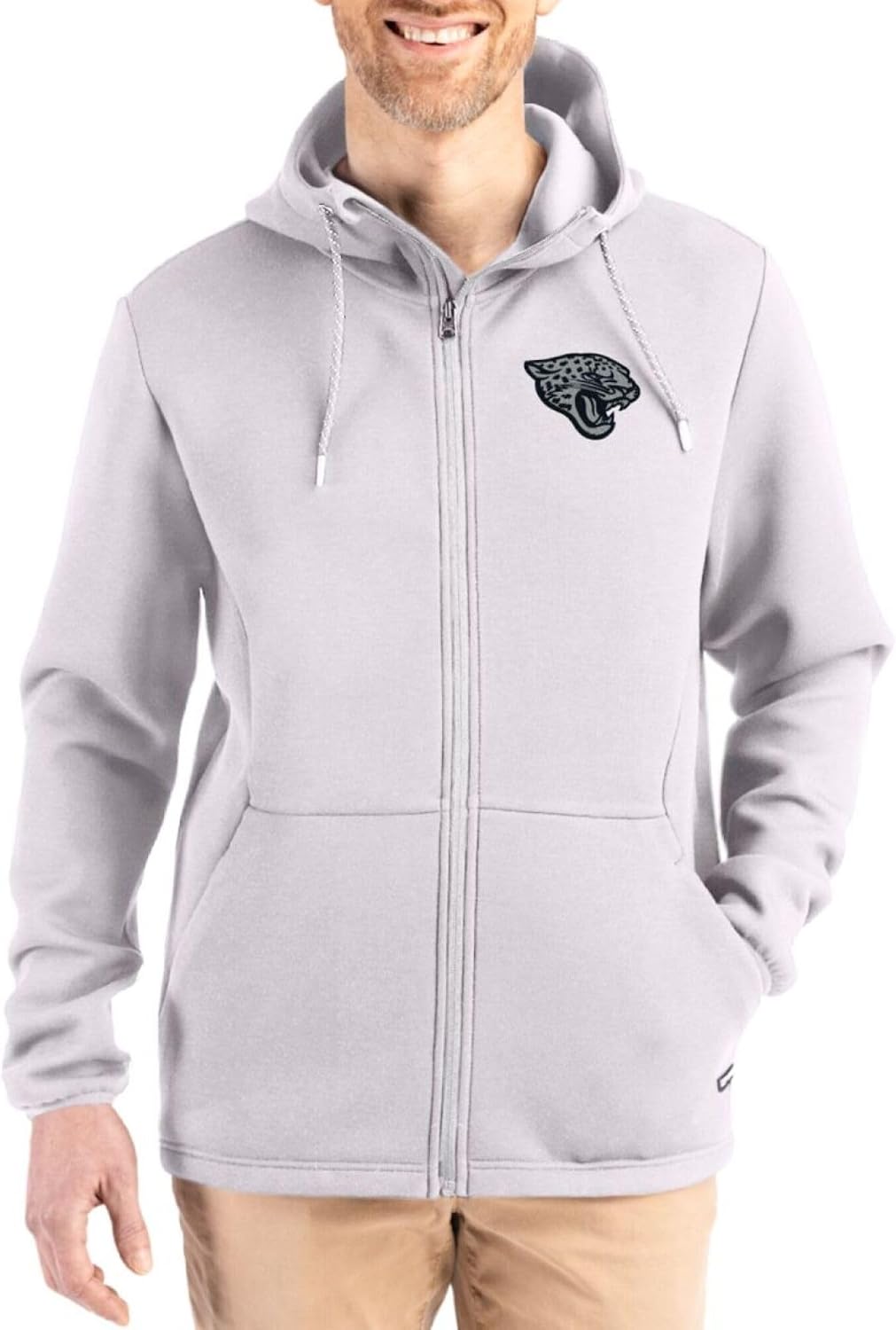Cutter & Buck Men's Gray Jacksonville Jaguars Roam Epic Comfort Recycled Full-Zip Hoodie Jacket
