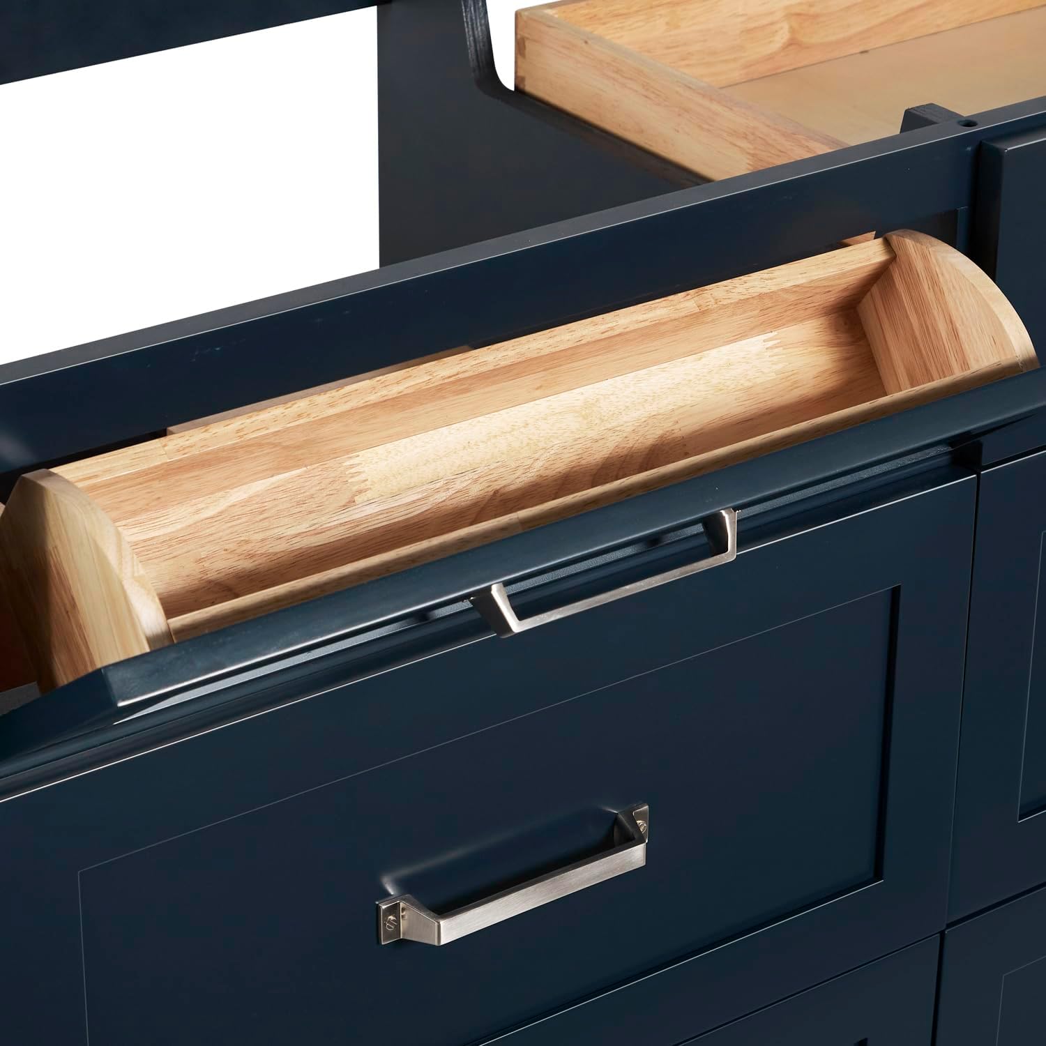 ARIEL Monroe 66-inch Bathroom Vanity with Sink,Solid Wood, 1.5-inch Italian Carrara Marble Countertop & Backsplash, Single Oval Porcelain Sink, 9 Dovetail Drawers, Midnight Blue