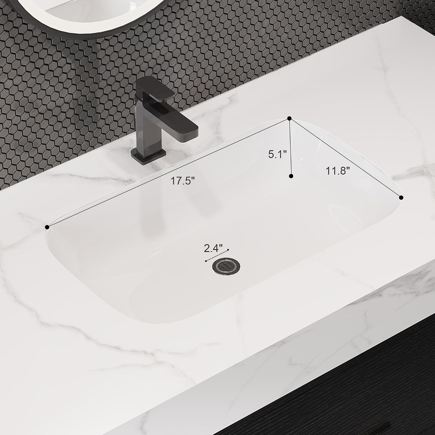 40 inch Bathroom Vanity with Ceramic Sink and Sinter Stone Marble Counter Top Modern Wall Mounted Floating Bathroom Sink Cabinet with 2 Drawers&2 Open Shelves&Gold Metal Handle,Black
