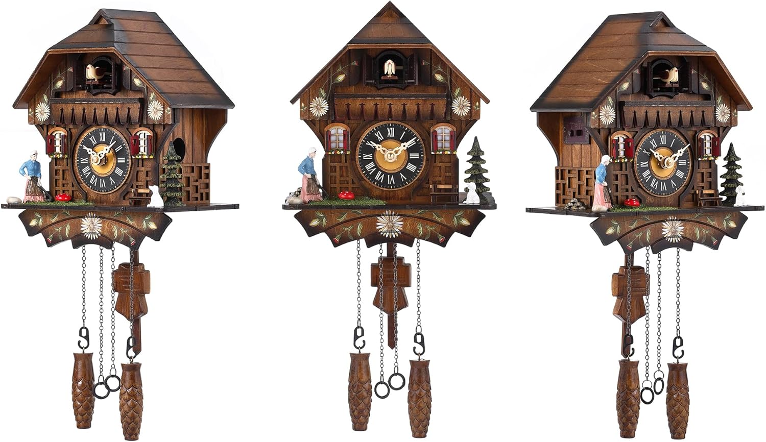 Kintrot Cuckoo Clock Traditional Black Forest Handcrafted Wooden Quartz Wall Clock with 12 Melodies