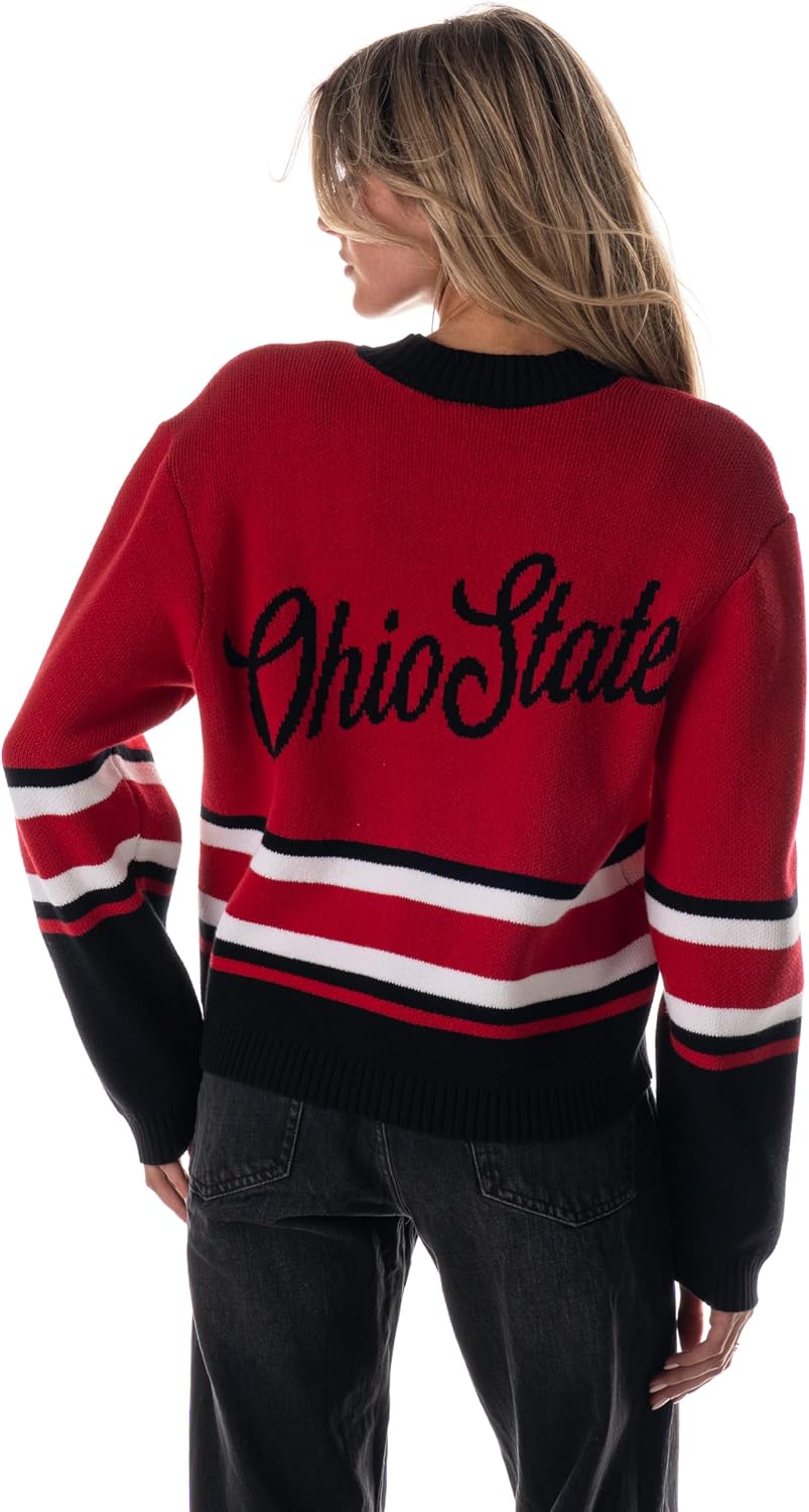 The Wild Collective Women's Ohio State Cropped Jacquard Cardigan