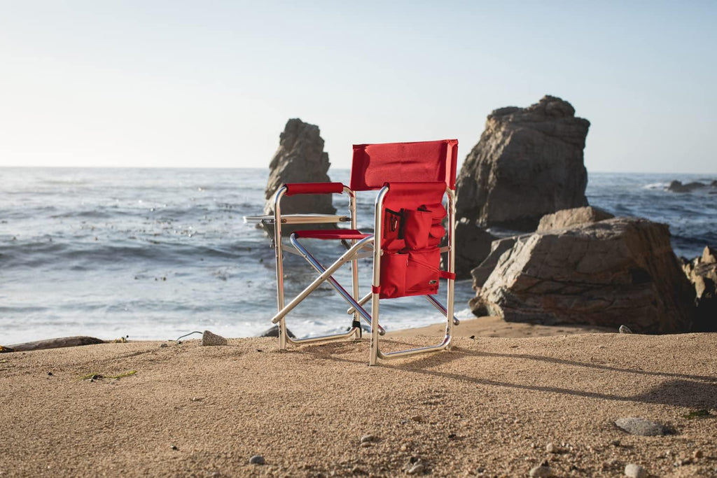 PICNIC TIME NCAA Ohio State Buckeyes Sports Chair with Side Table - Beach Chair - Camp Chair for Adults