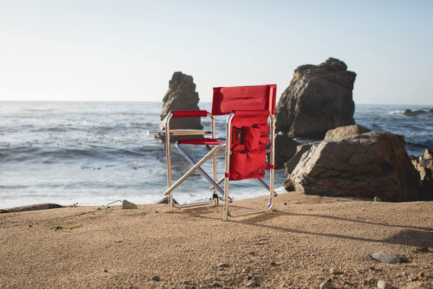 PICNIC TIME NCAA Ohio State Buckeyes Sports Chair with Side Table - Beach Chair - Camp Chair for Adults