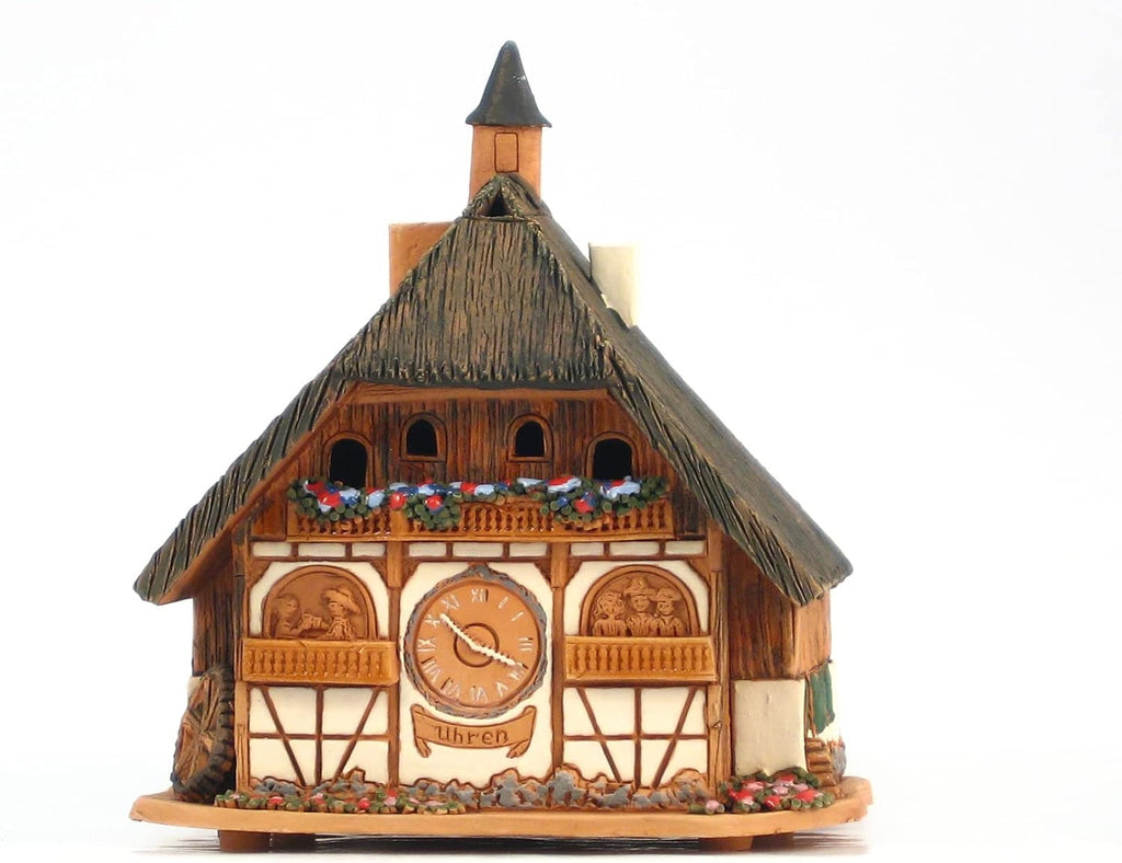 Ceramic Miniature House Cuckoo Clock House in Black Forest, Germany, Tealight Candle Holder Room Decoration Handcrafted Collectible Miniature Aroma Light House C298