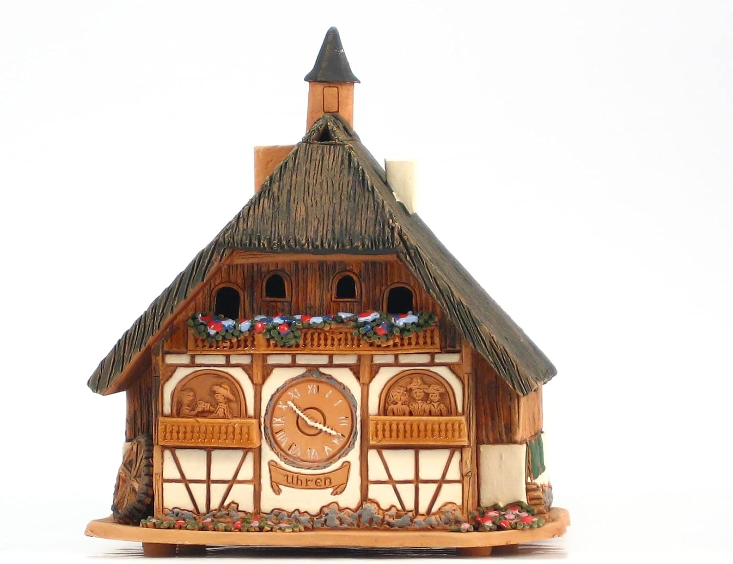 Ceramic Miniature House Cuckoo Clock House in Black Forest, Germany, Tealight Candle Holder Room Decoration Handcrafted Collectible Miniature Aroma Light House C298