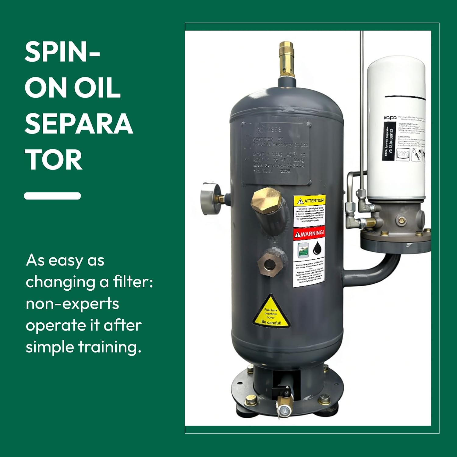 20HP Rotary Screw Air Compressor – 80 CFM, 116 PSI, 230V 3-Phase | Industrial Air Compressor System ASME UL