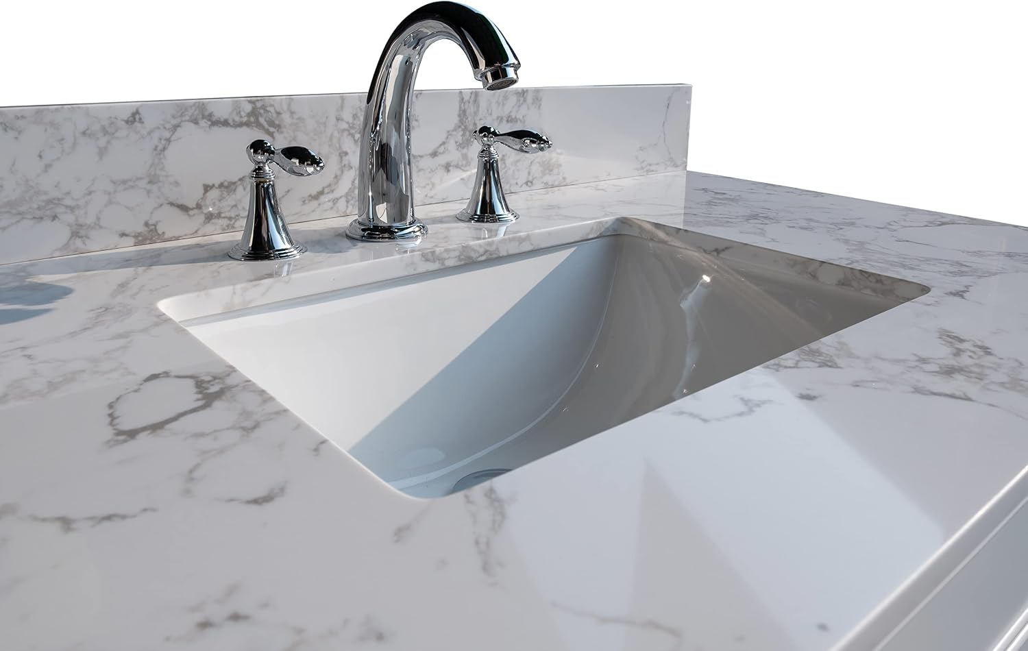 Bathroom Marbling 43-in X 22-in Vanity Top Sink with undermount Bowl And 3 Pre-Drilled Hole, Reinforced Packaging, Engineering Stone, Carrara White (Not included Faucet)