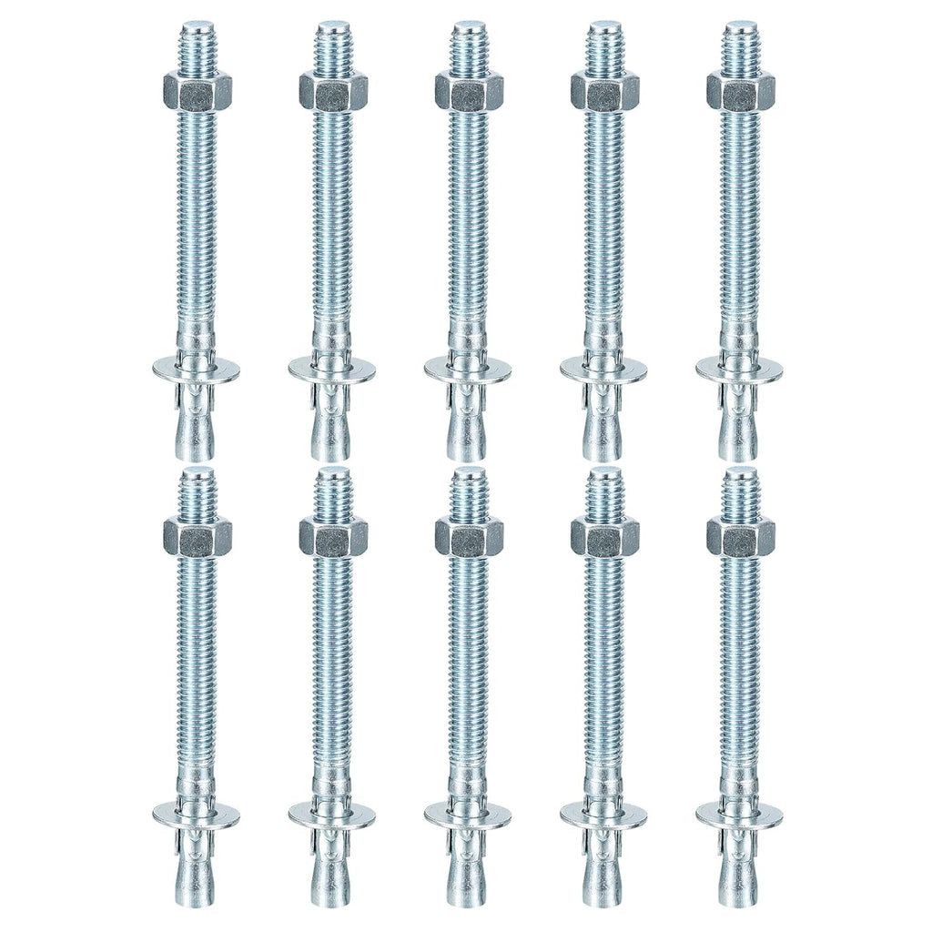 DTGN 5/8' x 6' Wedge Anchors - 50Pack - Good for Cement and Concrete Wall - Carbon Steel Zinc Plated Screw Bolt Nut Expansion Tube Fasteners