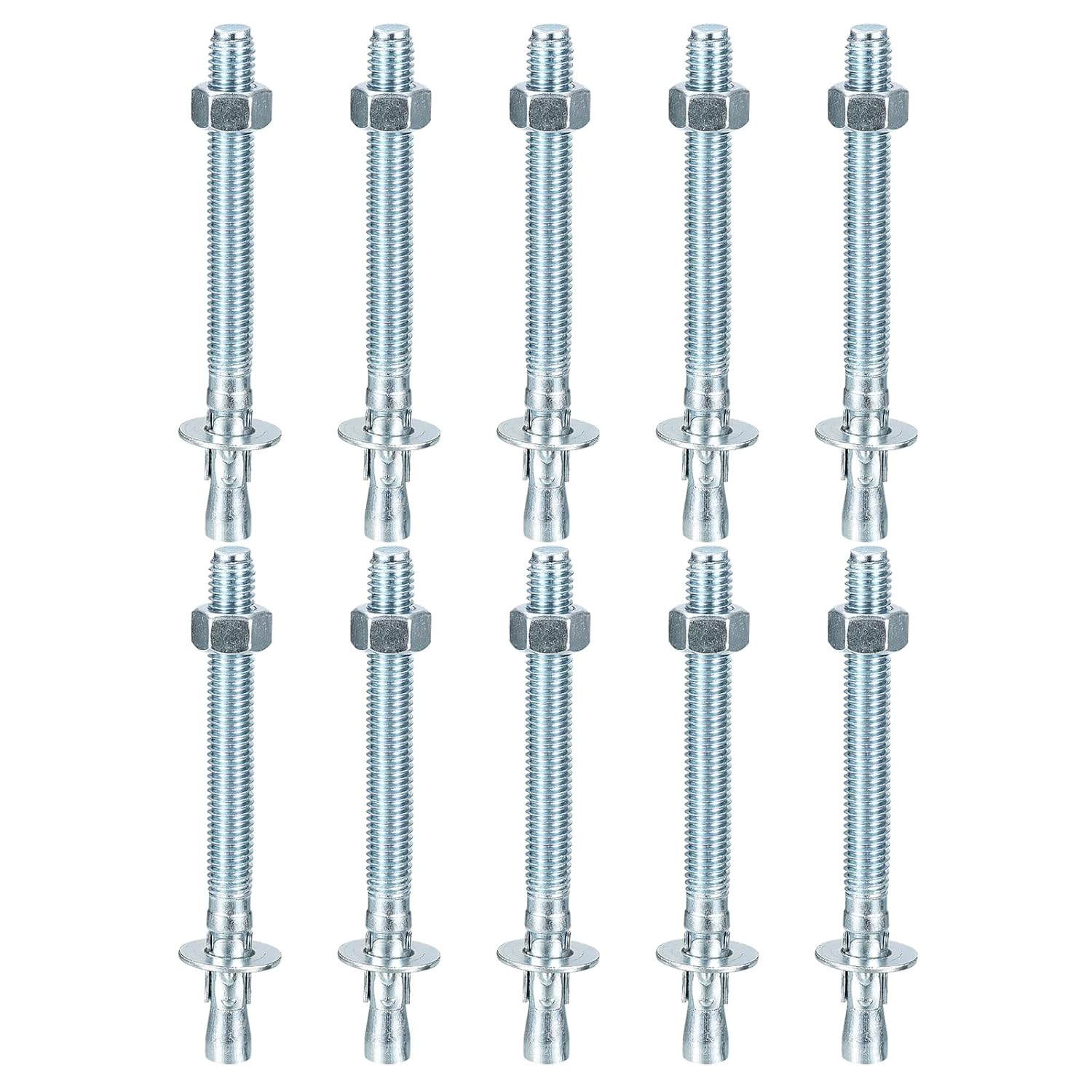 DTGN 5/8' x 6' Wedge Anchors - 50Pack - Good for Cement and Concrete Wall - Carbon Steel Zinc Plated Screw Bolt Nut Expansion Tube Fasteners