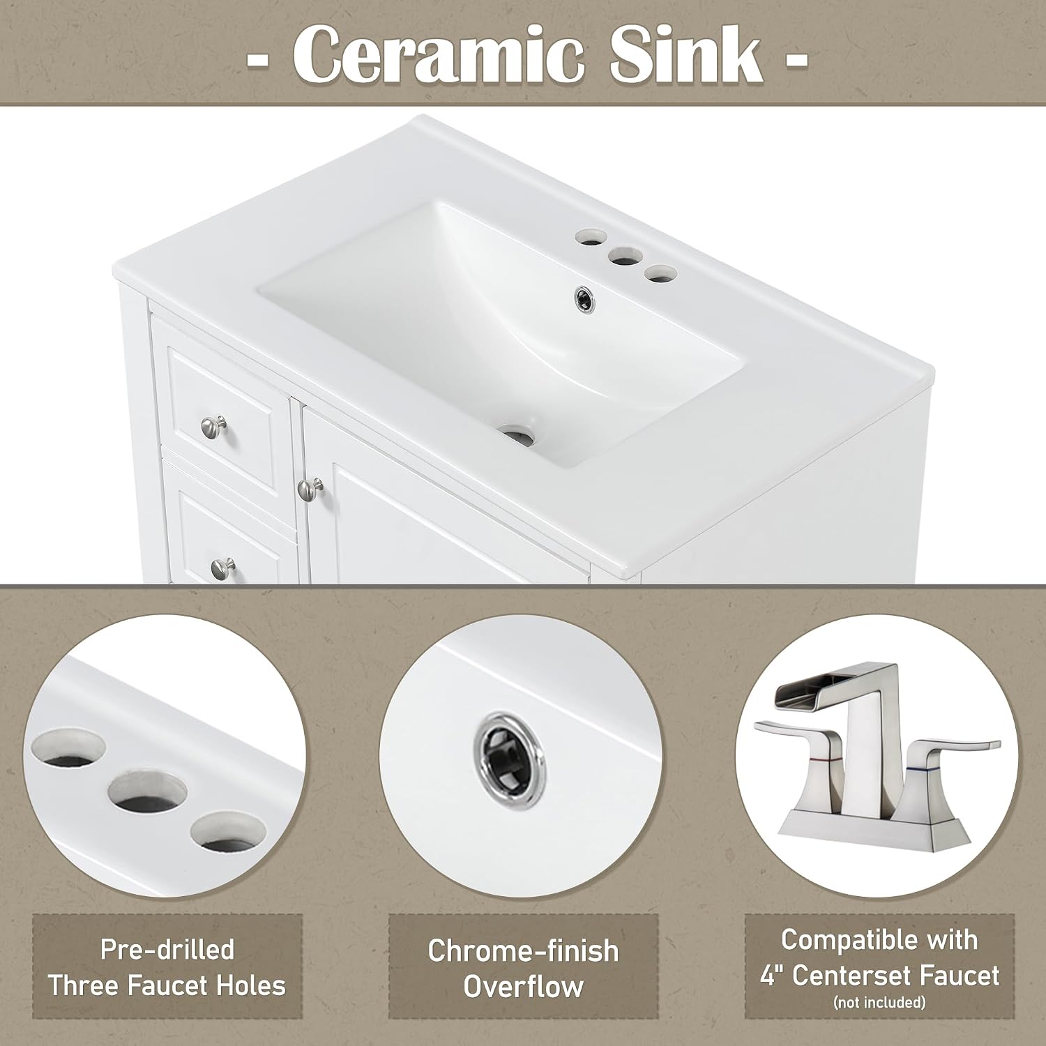 Mirightone 60 Inch Bathroom Vanity with Double Sink, 60 Double Sink Bathroom Vanity, Bathroom Vanity 60' Double Sink with 6 Drawers, 2 Cabinets and 2 Door with Shelves (White)