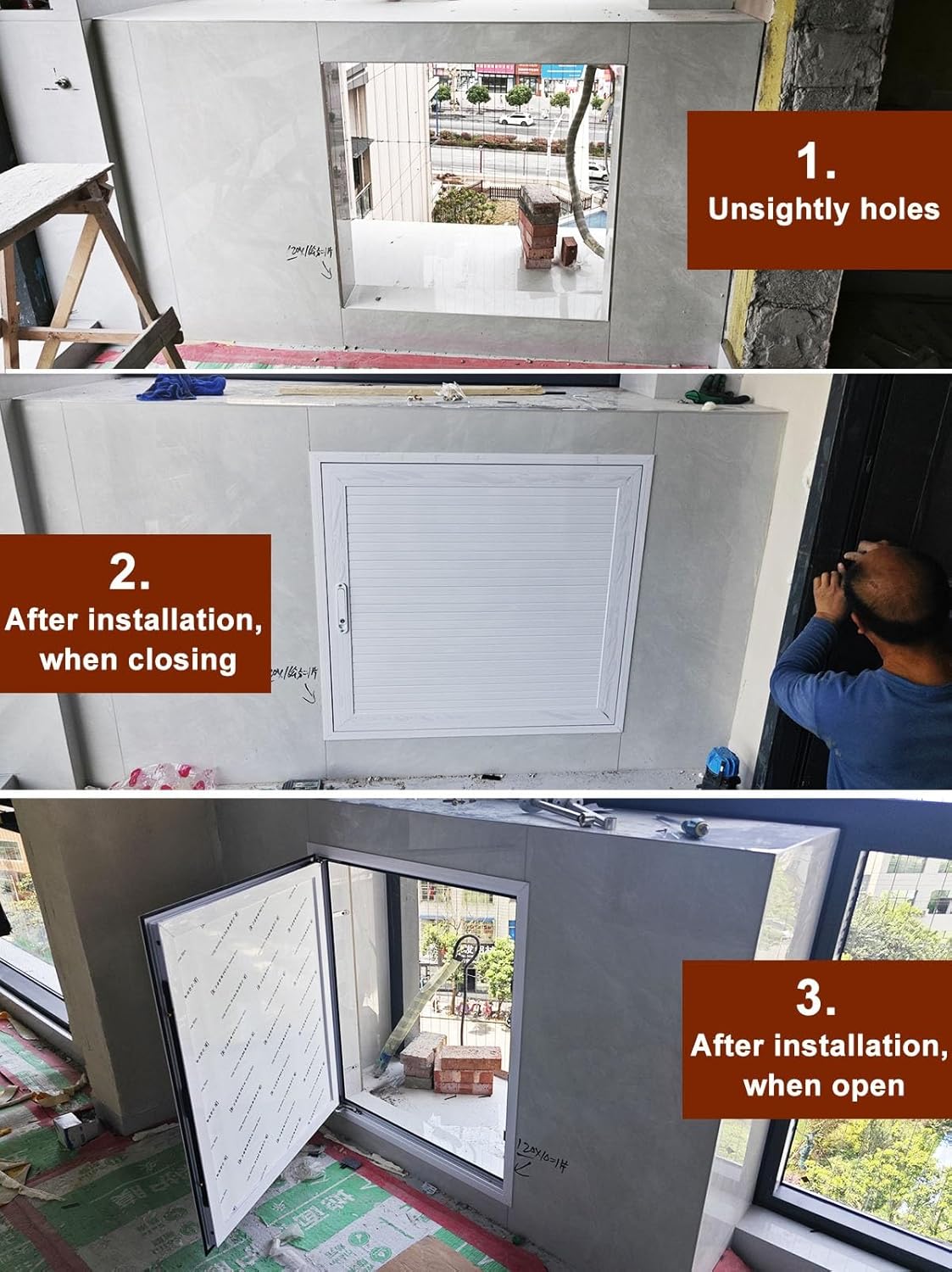 HVAC Access Door 12–40 in Customizable, Flush Mount Access Hatch Panel for Electrical Wiring/Plumbing/Loft, Indoor Outdoor Wall Hole Cover(12x16in(30x41cm))