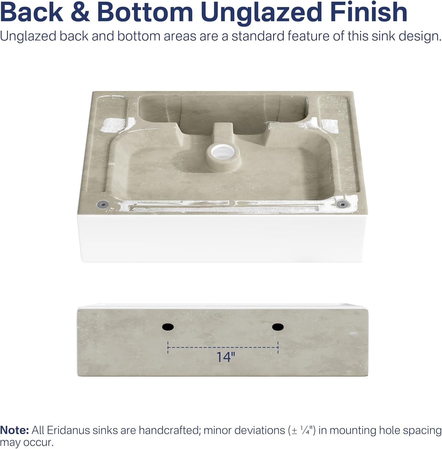 Rectangle Bathroom Vessel Sink 28' x 16.5', Eridanus Wall Mount Sink Ceramic Porcelain, Modern Above Counter Sink White Floating Lavatory Vanity Trough Art Basin with Overflow
