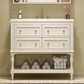 Merax Country 36' Bathroom Vanity with Sink, Farmhouse Bathroom Vanity Storage Cabinet with 4 Drawers and Open Shelf, Solid Wood Frame Bath Storage Vanity