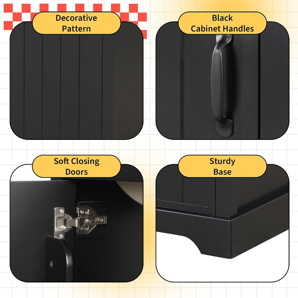 20' Bathroom Vanity with Sink, Harper & Bright Designs Free Standing Single Basin Vanity Set with Soft Closing Door and Storage Rack, Solid Wood Bathroom Cabinet with Ceramic Basin for Bathroom, Black