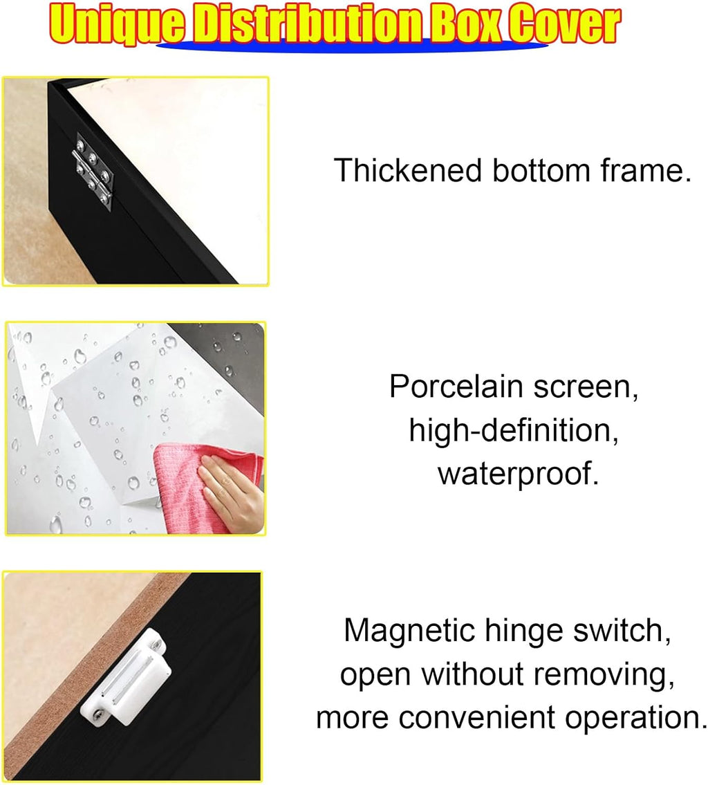 Large Fuse Box Cover Cabinet Decor, Wall Mounted Electrical Panel Cover with Screws, Wood Electric Panel Cover for Indoor, Aluminum Frame(L-Flip Lid W 14cm,60x80cm/23.6x31.5in)
