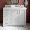 ARIEL Taylor 42-inch Bathroom Vanity with Sink,Solid Wood, 1.5-inch Italian Carrara Marble Countertop & Backsplash, Single Rectangular Porcelain Sink, 2 Soft Closing Doors, 5 Dovetail Drawers, Grey