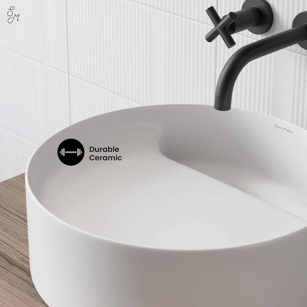 Beau 16.5' Round Vessel Bathroom Sink in Matte White