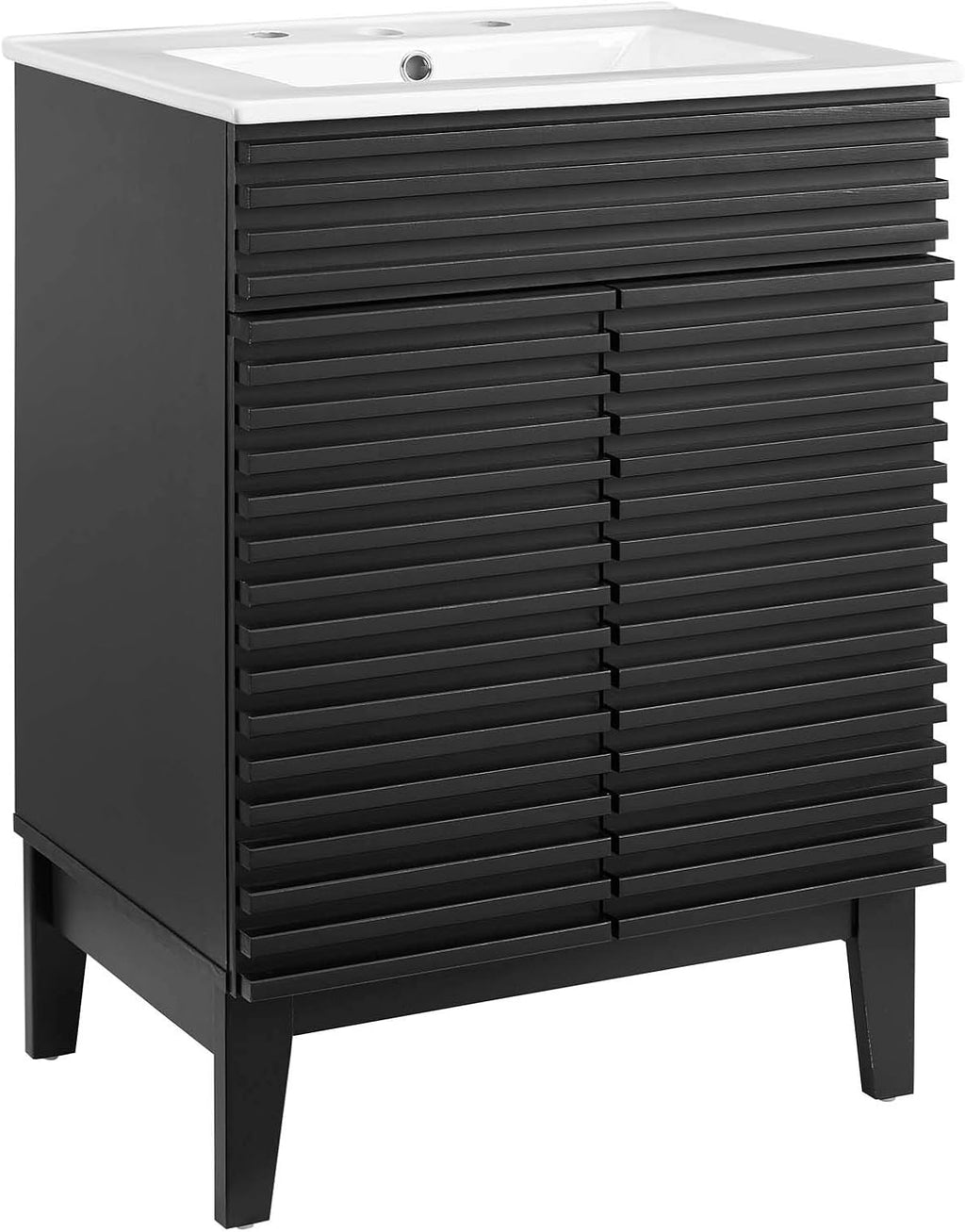 Modway Render Mid-Century Bathroom Vanity with Sink in Black White