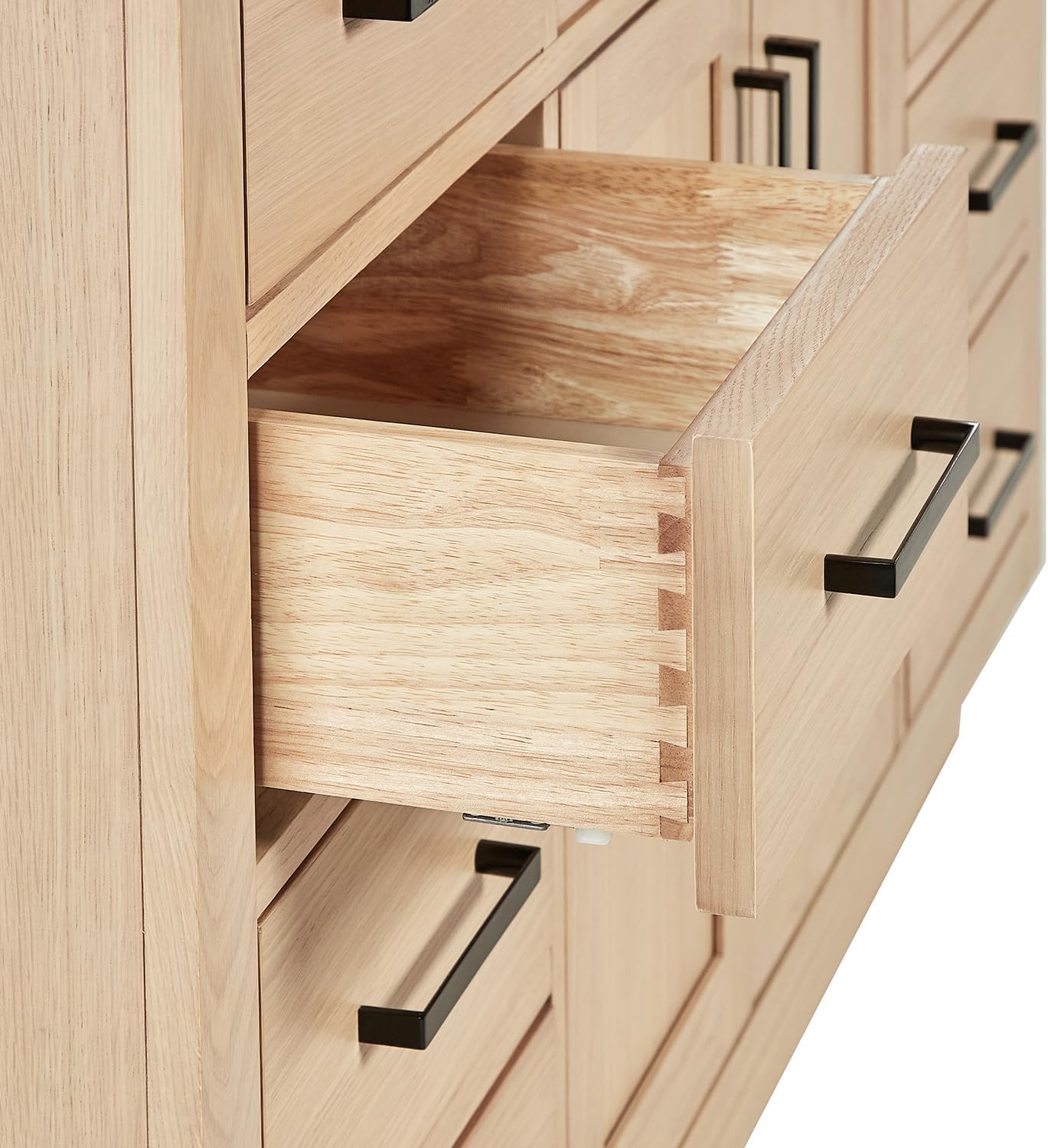 ARIEL Hepburn 60-inch Bathroom Vanity with Sink,Solid Wood, 1.5-inch Italian Carrara Marble Countertop, Single Rectangular Porcelain Sink, 2 Soft Closing Doors, 9 Dovetail Drawers, White Oak