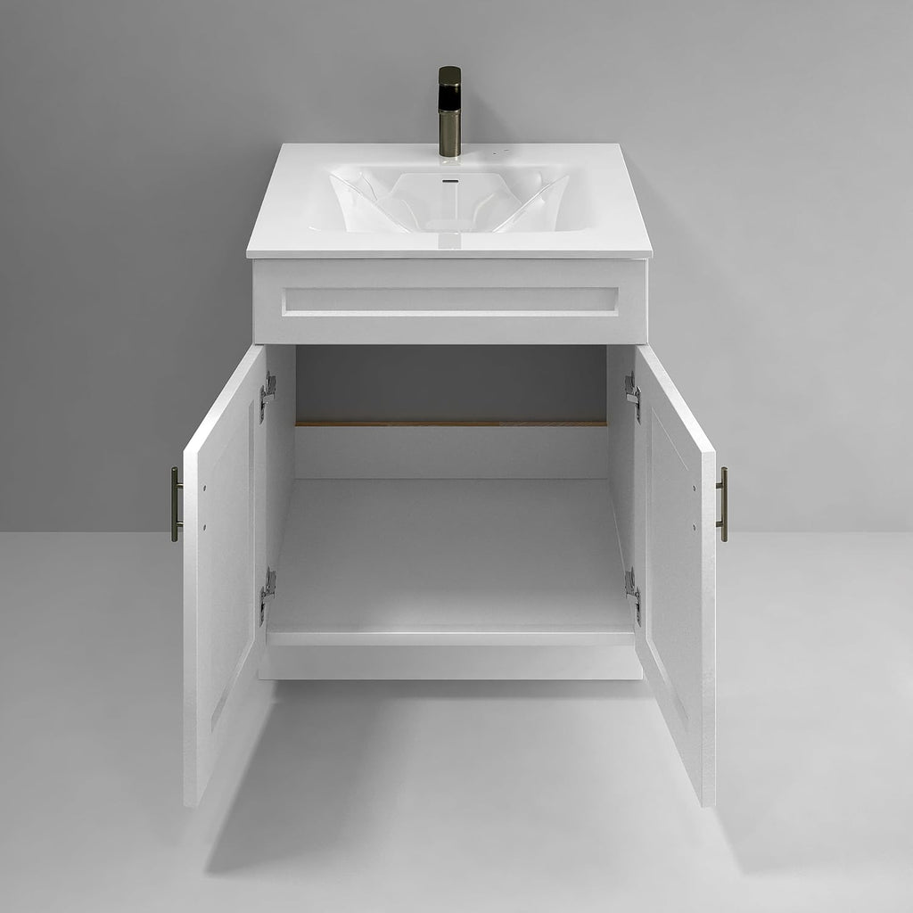 La Royal White Shaker Sink Base Bathroom Vanity Ready-to-Assemble Cabinet 30' Width