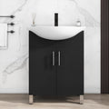 LUCKWIND 24 Inch Black Laundry Sink Cabinet Set with Ceramic Belly Bowl Sink and Faucet - Bathroom Vanity Combo, Ceramic Utility Sink for Laundry, Utility Room, Bathroom, Kitchen