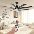 Modern Living Room Ceiling Fans with Lights, 72 Inch Ceiling Fan with Light and Remote,8 Blades 6 Speed Reversible Quiet DC Motor for Bedroom Living Room Library Cafe Outdoor/Industrial