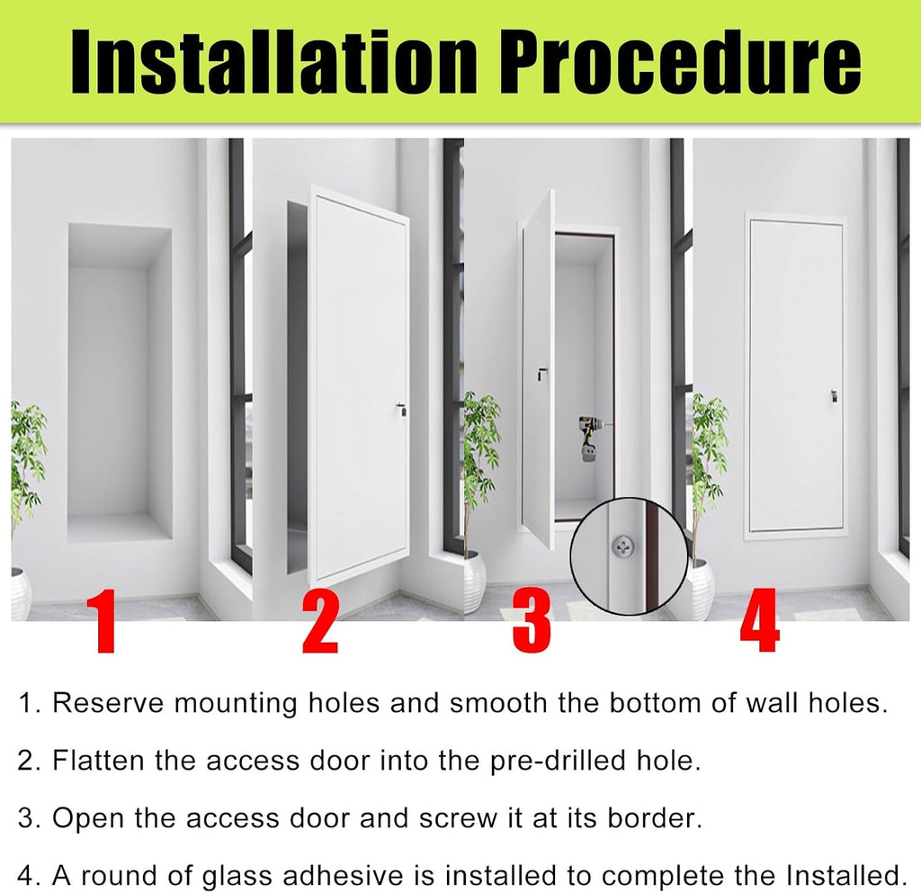 SRNSAEB Recessed Metal Access Panels 20x20 24x28 24x36 32x48 28x32, Fire Rated Attic Access Door/Wall Hatch Cover Plate, Drywall Inspection Panel for Ceilings, Electrical, Plumbing(White,24'x48')