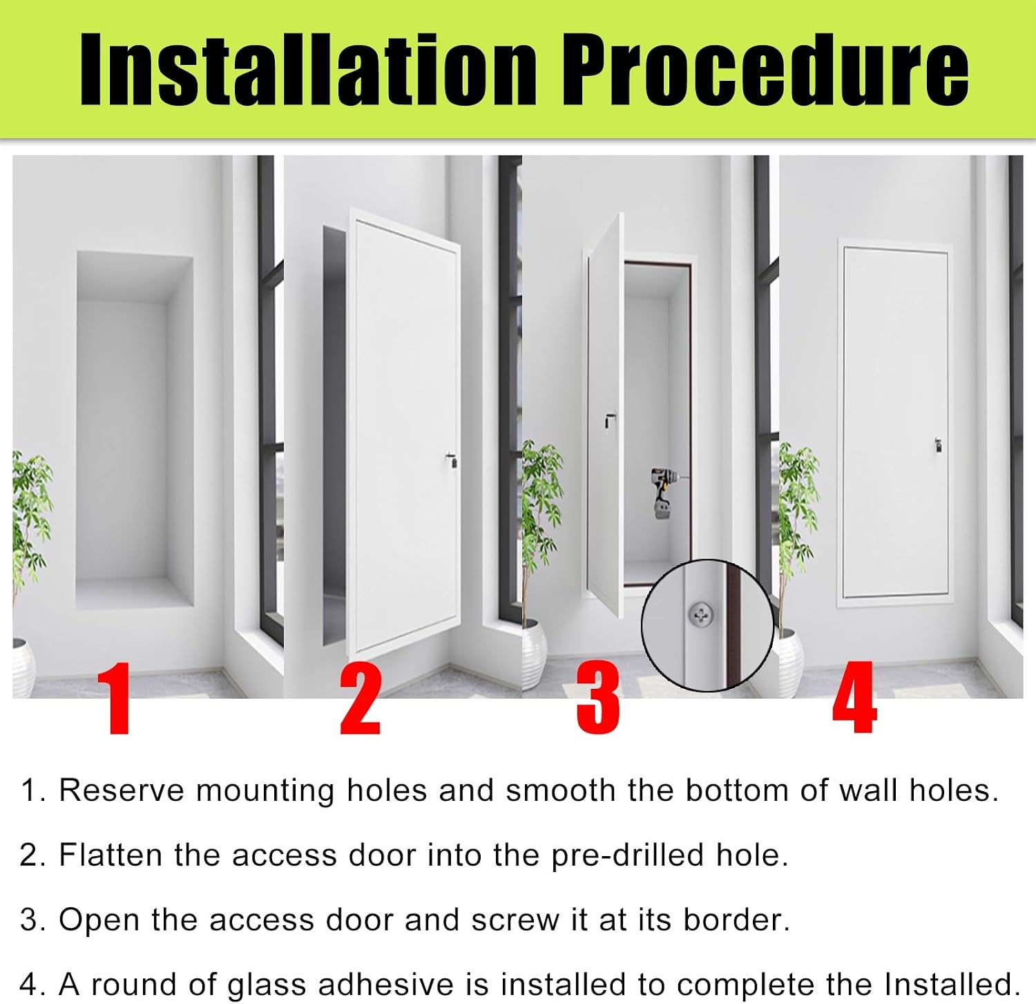 SRNSAEB Recessed Metal Access Panels 20x20 24x28 24x36 32x48 28x32, Fire Rated Attic Access Door/Wall Hatch Cover Plate, Drywall Inspection Panel for Ceilings, Electrical, Plumbing(White,24'x48')