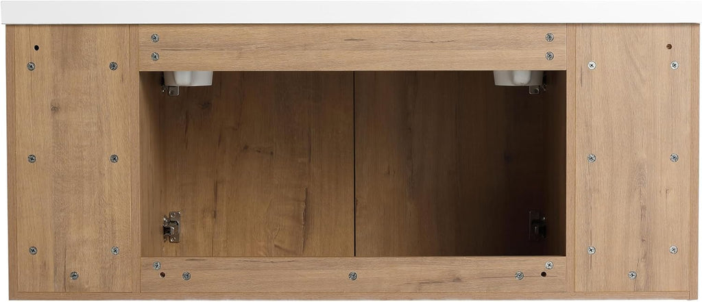 48 Inch Bathroom Vanity Without Sink Top,48' Floating Bathroom Vanity No Sink Top,Modern Floating Vanity Cabinet for Bathroom,Wall Mounted Plywood Vanity Cabinet,Brown