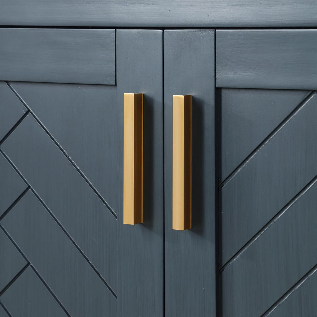 Gazsi 42' Wood Vanity in Charcoal Blue with Composite Stone Top Without Mirror