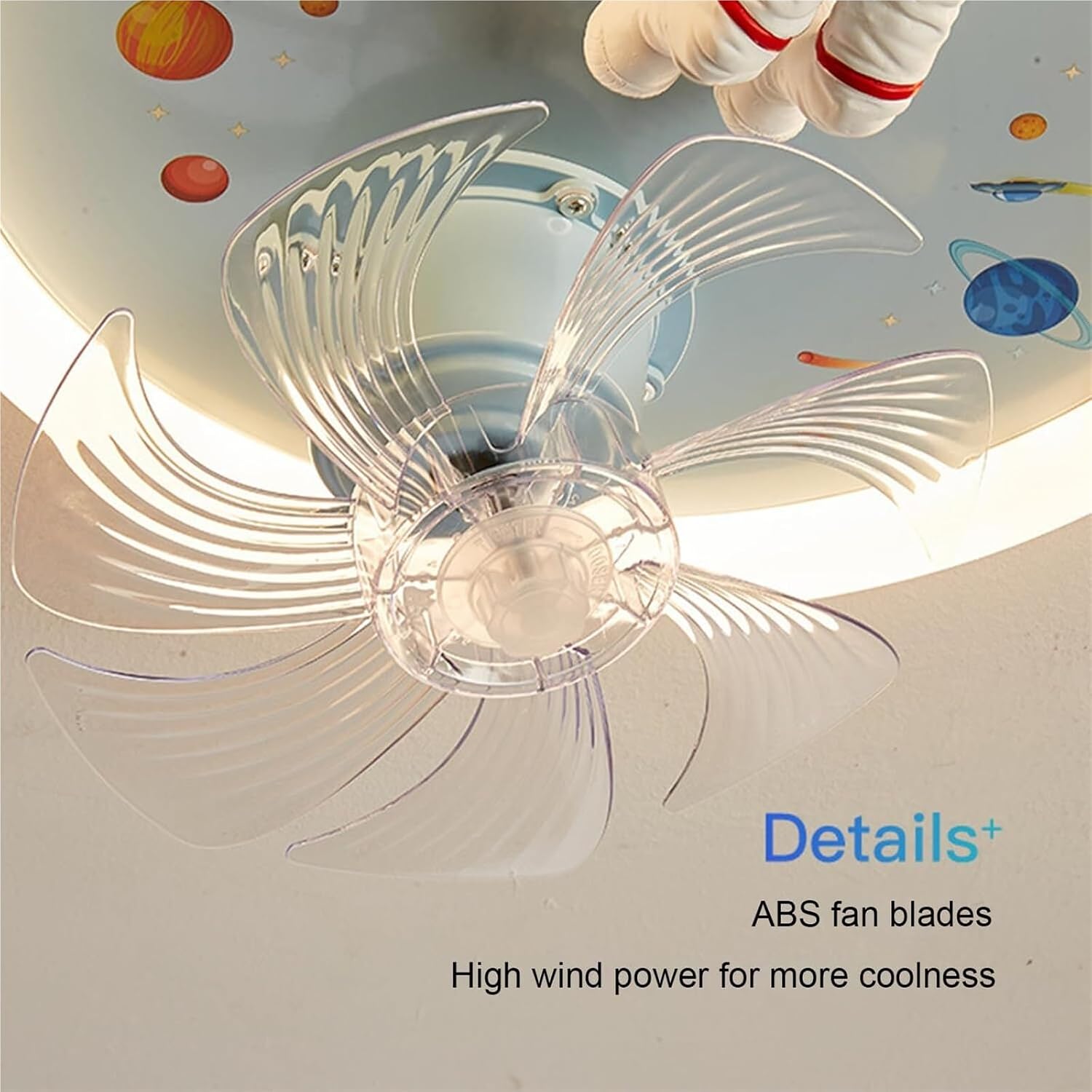 PAYAER 72W Astronaut Ceiling Fan with Light, Modern Flush Mount LED Chandelier, Low Profile Invisible Fan Light for Kids Room, Boys & Girls Bedroom Decor