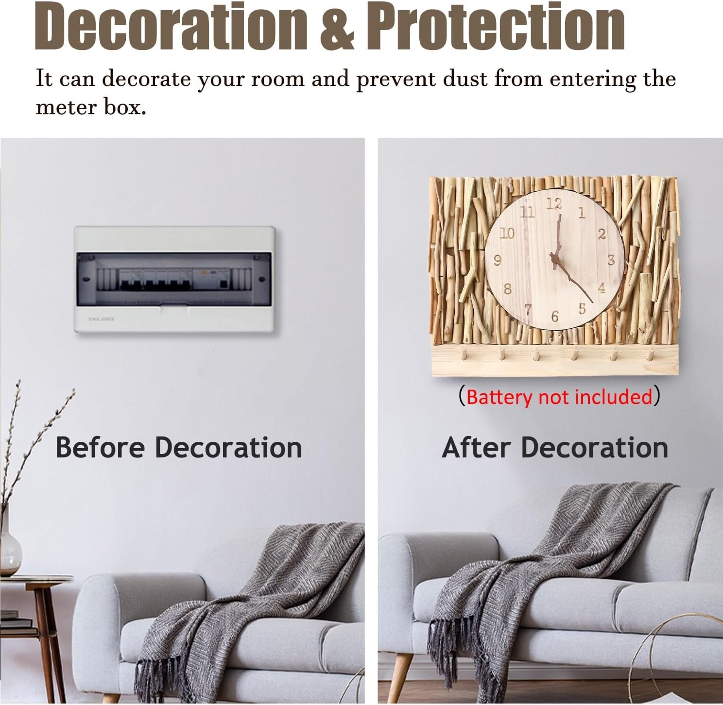 Electrical Panel Cover Creative Distribution Cover Decoration for Indoor, Electric Panel Cover with Traceless Nails & Expansion Screws, Wall Mounted Fuse Box Cover(WXH-50 x 30CM(19.7 x 11.8))