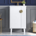 VilroCaz Modern 20'' Bathroom Vanity with Top Ceramic Sink, Freestanding Single Vanity Set Bathroom Storage Cabinet with Soft Closing Door, Chic Half-Moon Pulls (White-10.16)