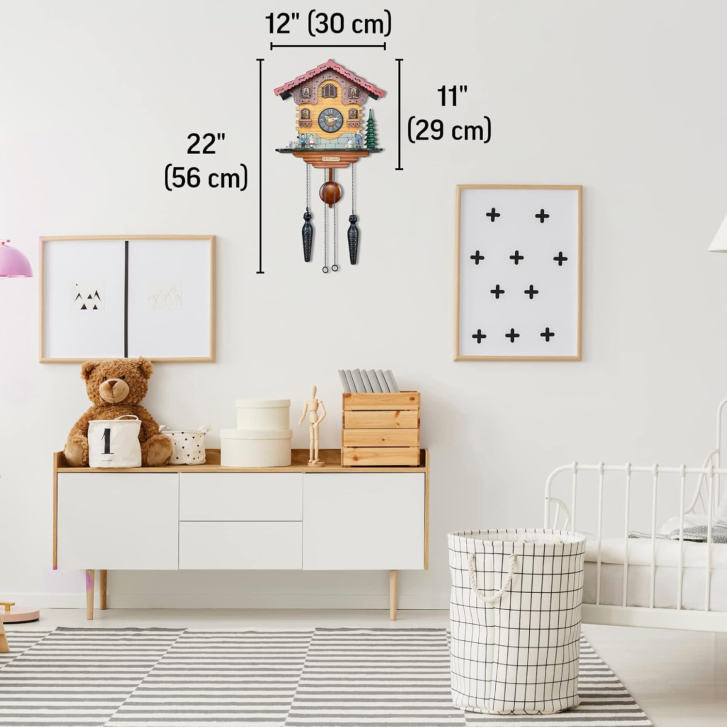 TIMEGEAR Cuckoo Wall Clock with Quartz Movement and Night Mode in Traditional German Style