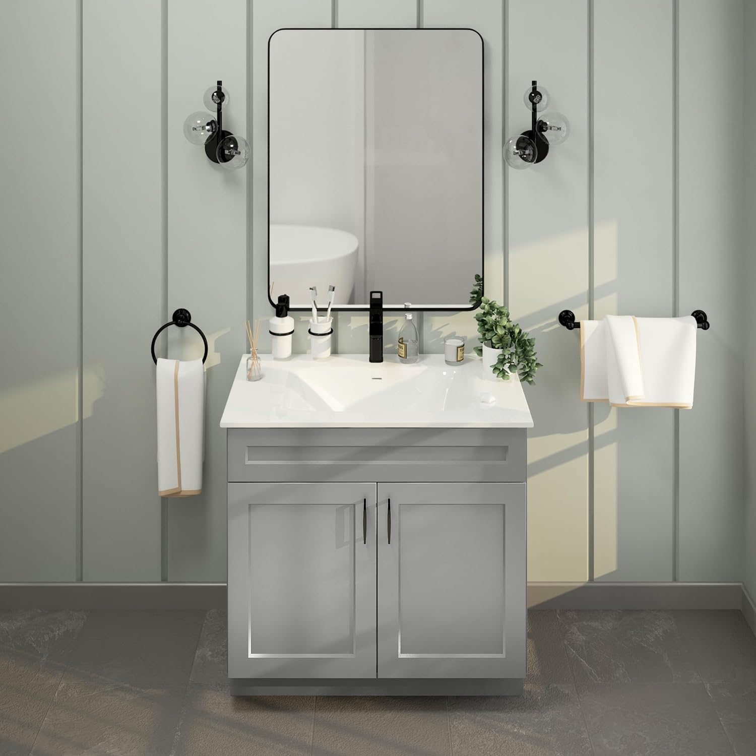 Light Grey Shaker Sink Base Bathroom Vanity 24'/30'/36' Width (36' Width)