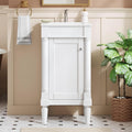 VilroCaz Modern 18'' Bathroom Vanity with Top Sink, Freestanding Bathroom Storage Cabinet with Door and Adjustable Shelf, Single Sink Cabinet with Nordic Style Legs (White-Right-Open)