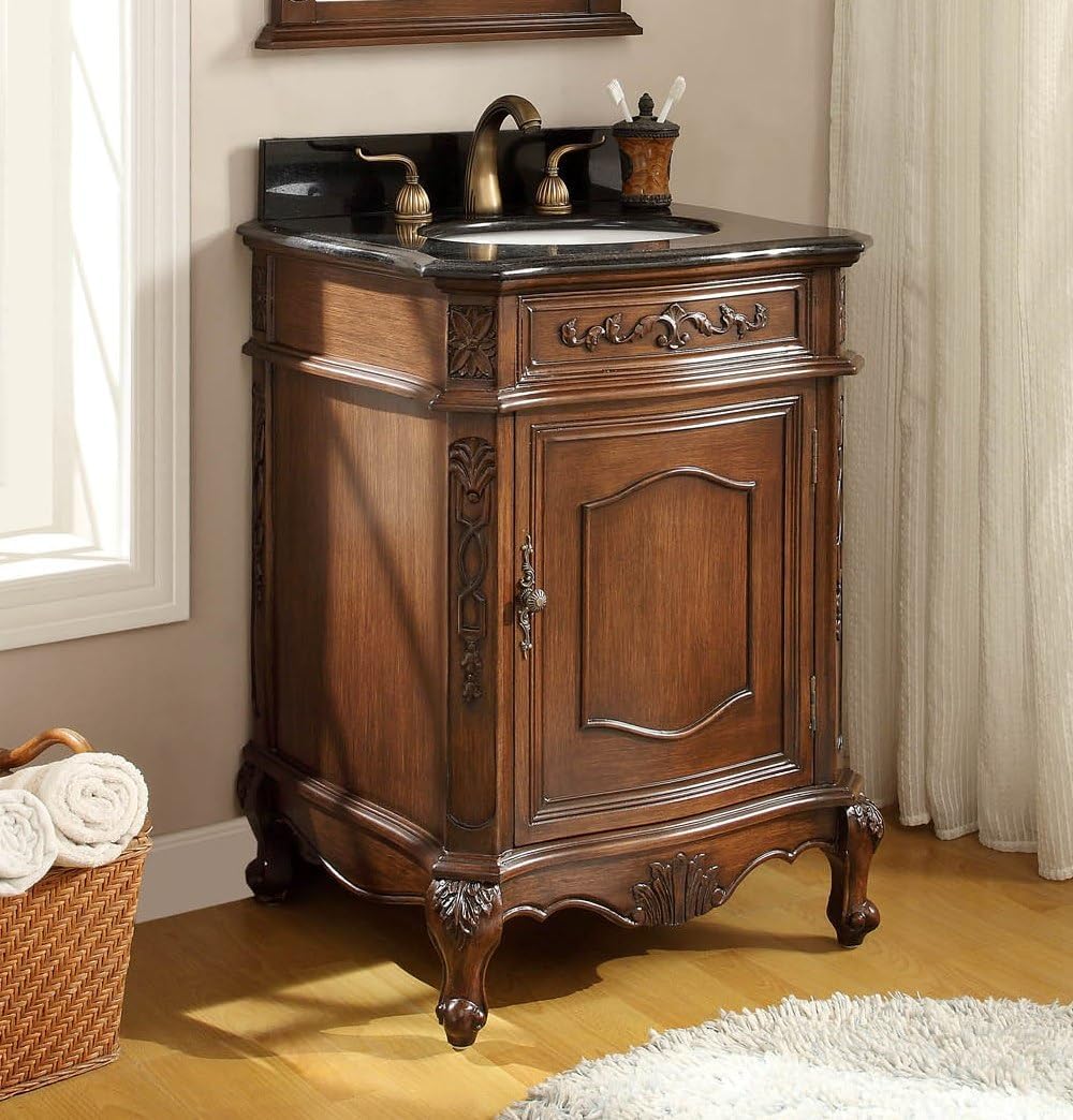 Tennant Brand 24' Classic Petite Powder Room Single Sink Bathroom Vanity (Black top)