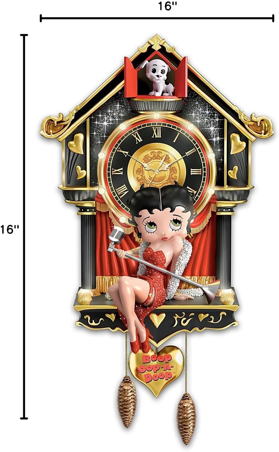 The Bradford Exchange Sculpted Betty Boop Cuckoo Clock with Lights and Sound