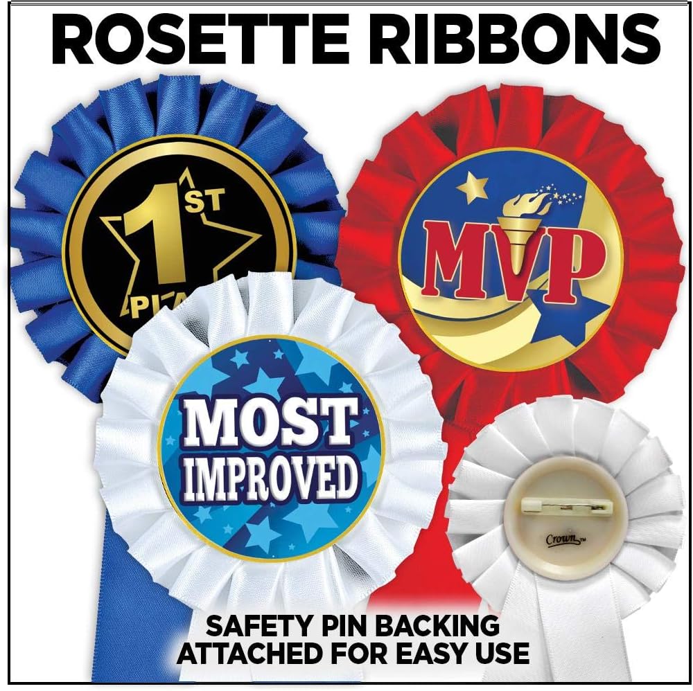 Academic Blue Rosette Ribbon, Kids Academic Trophy Ribbon Award Prize Prime