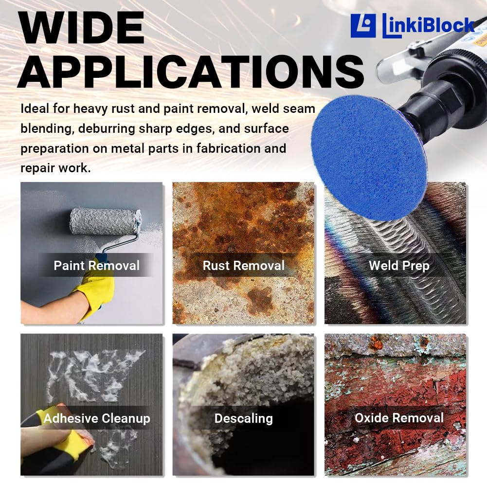 1000Pcs 2 inch R-Type Quick Change Zirconia Surface Conditioning Sanding Discs Set 24 Grit with Adapter & Backing Pad